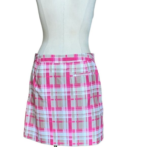 IZOD Plaid Golf Skort Sz 4 Pink Beige/Tan White #106G - Picture 5 of 10